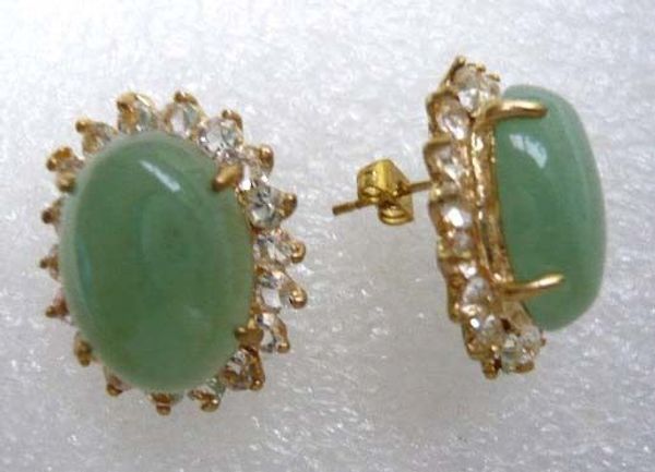 

5 colors charm green/ black tiger eye natural jade earring, Golden;silver