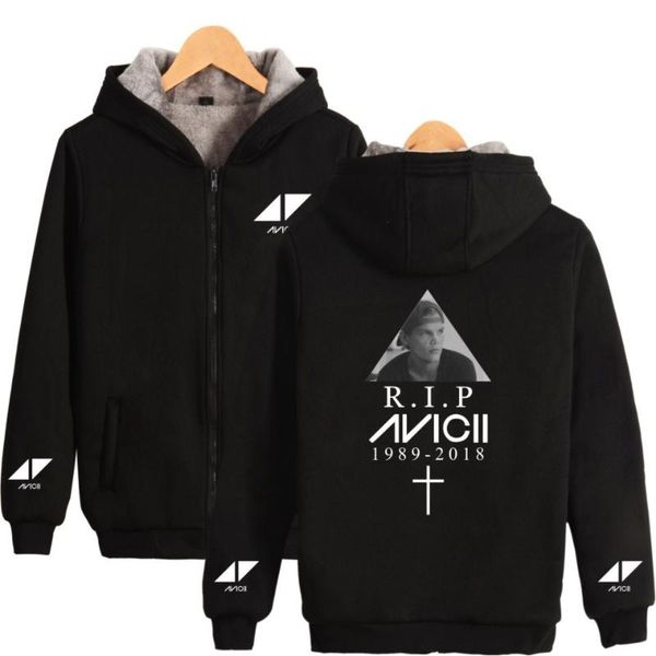 

avicii wake me up hoodies winter fleece warm zipper hoodies avicii coats casual outwear mens plus size clothing, Black