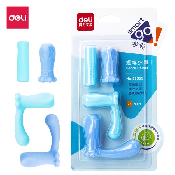 

deli 4шт студенты держать ручки силиконовые детей карандаш pen extender 69355