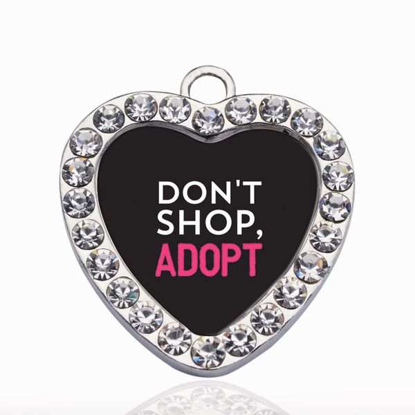 

don't shop, adopt circle charm trendy charms necklace pendant jewelry accessory making man women retro style jewelry, Bronze;silver