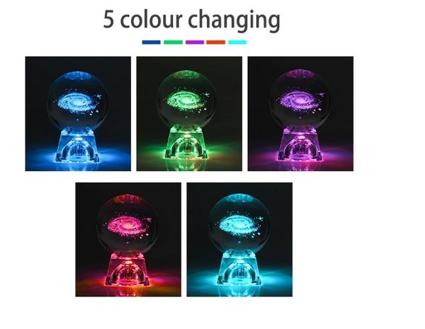 

6cm 3d engraved galaxy solar crystal lamp night light luminous craft glass round sphere home office table decor lamp