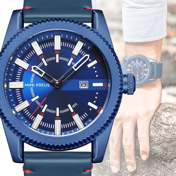 

2019 blue watch men casual quartz complete calendar analog men wristwatch water resistant sport simple clock whatch, Slivery;brown