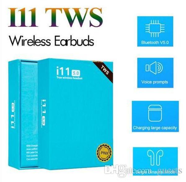 

I11 tw wirele bluetooth headphone earbud with pop up window twin mini earbud for iphone x io android i11 5 0 touch blue box