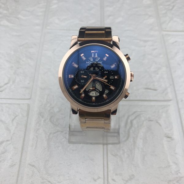 

brand mb chronograph working leather luxury watches mens watch for man fashion man casual quartz watches, Slivery;brown