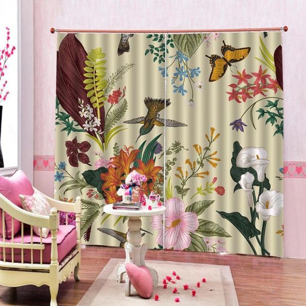 

стереоскопические шторы blackout 3d занавес окна для гостиной моды цветок шторы