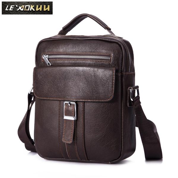 

quality original leather male casual shoulder messenger bag cowhide fashion cross-body bag 10" tote mochila satchel 9006-d