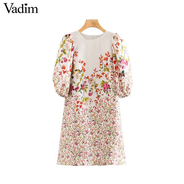 

вадим женщины сладкий цветочный мини платье o образным вырезом три четверти рукав прямой стиль женские милые повседневные платья vestidos qd, Black;gray