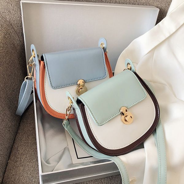 

pu leather contrast color crossbody bags for women 2020 fashion small shoulder bag female handbags and purses travel bags
