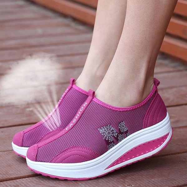 

brand tennis shoes women summer thick sole sports shoes breathable mesh platform height increasing socks wedges sneakers