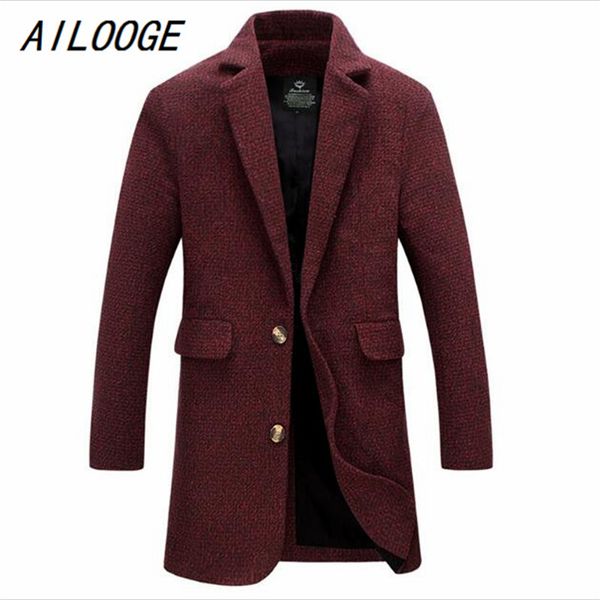 

ailooge long trench coat men winter windbreak red solid grey fashion style thick warm overcoat -5xl long trench male jackets, Tan;black