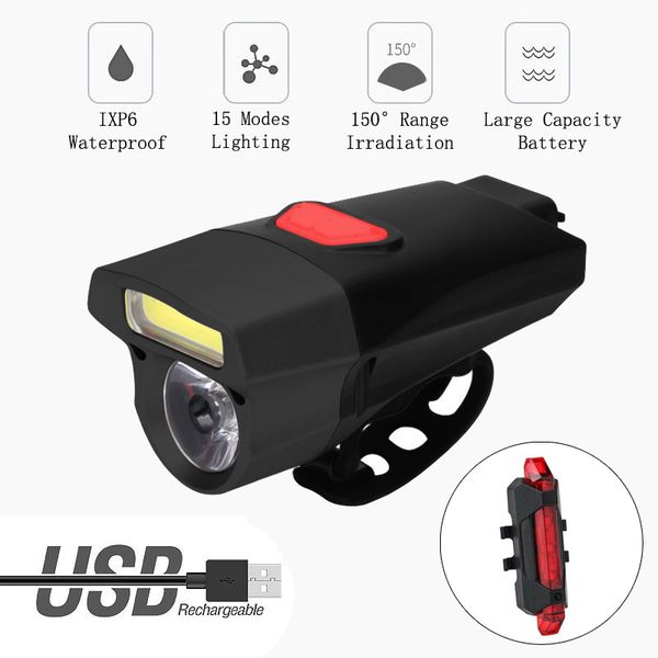 

bicycle front light set usb rechargeable and battery smart headlight led night riding mtb road bike lamp cycling