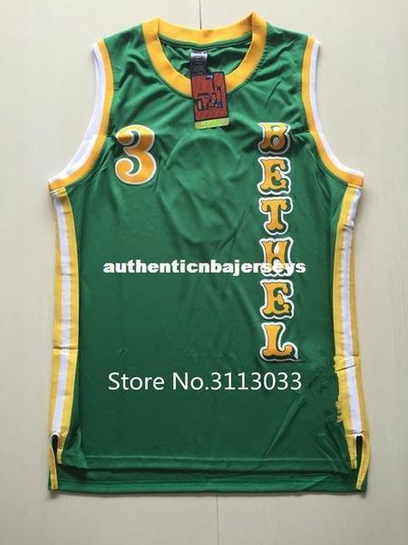 

#3 allen iverson bethel high school green stitched basketball jersey xs-xxl vest jerseys, Gray