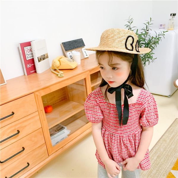

children's clothing 2020 girls red plaid doll baby shirt children's clothing shirt girl bubble sleeve top, White;black