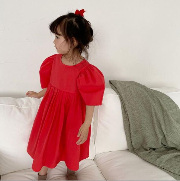 

2020 new girls dress summer cotton fashion girls dresses 2-7 years hv308, Red;yellow
