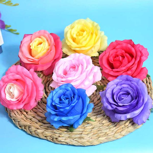 

5pcs/lot artificial rose flowers 6cm for wedding car decorative wedding rose scrapbooking craft flores simulation flower