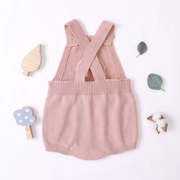 

infant baby girls boys print jumpsuit romper casual clothes children's sleeveless rainbow strap knitted romper kids clothes, Blue