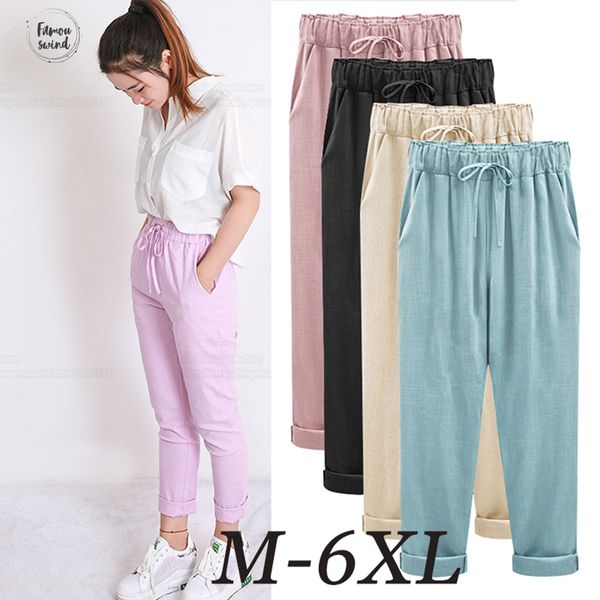 

harem summer pants womens high waist loose straight nine pants womens casual large trousers polyester 6xl ol pants womens slacks, Black;white
