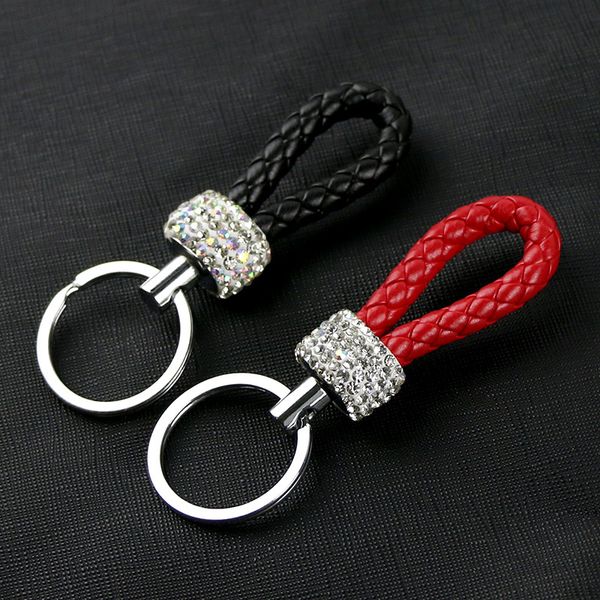 

30 цветов кожа pu плетеный woven rope кристалл брелки diy мешок подвеска key chain держатель автомобиля брелки аксессуары для женщин, Slivery;golden