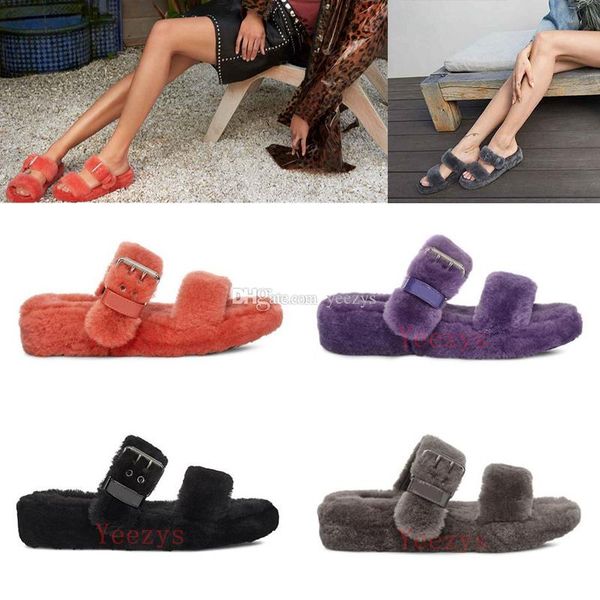 

women pantoufle furry slippers pantoufles de fashion luxury designer women fluff yeah gladiator sandals fur sliders slipper indoor shoes, Black