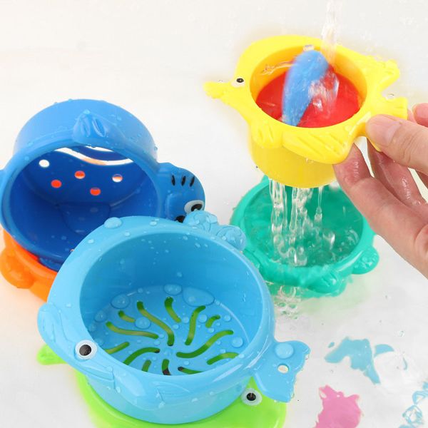 

durable bathing toys 6pcs bath baby jenga toy folding cups game for baby fj88