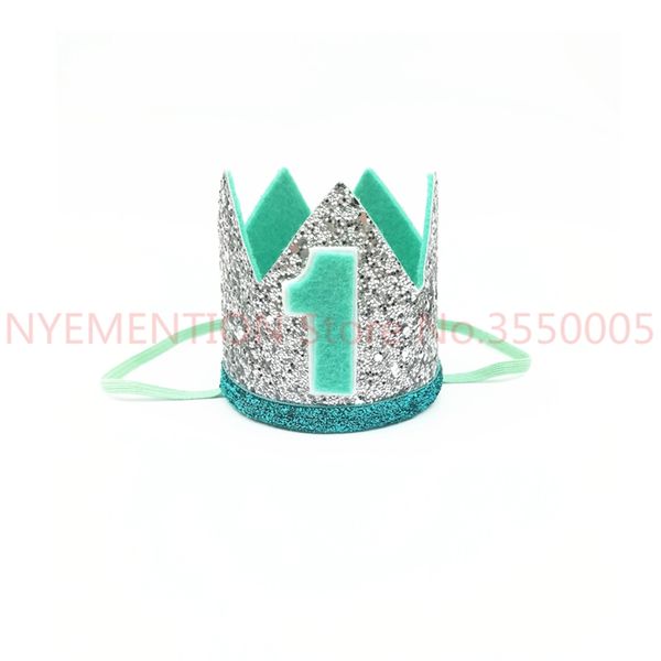 

blue silver first birthday hat girl gold pink priness crown number 1st 2 3 year old party hat glitter birthday headband 10pcs
