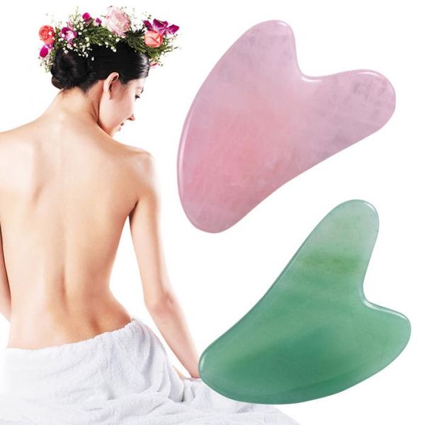 O quartzo rosa guasha raspagem ferramenta acupuntura chinesa volta Massagem Corporal Massager Gua Sha Conselho Raspe Terapia circular o sangue