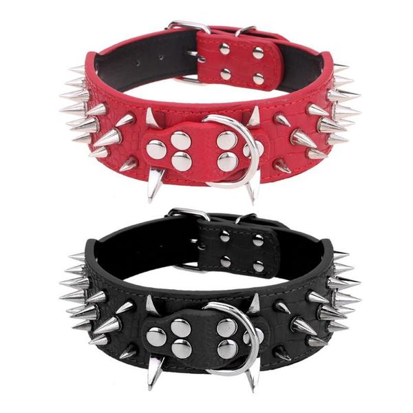 

регулируемый сплав кожа заклепки ошейник для щенка pet d-пряжка шипами шипованных ожерелье