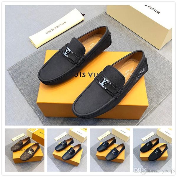 

2018 summer leather men driving loafers breathable men's casual shoes slip-on loafers men flats moccasins shoes plus size 45, Black