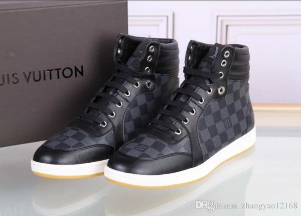 

2019 Fashion Men's Designer Brand High help Flats shoes For Men Party Lovers Genuine Leather Sneakers