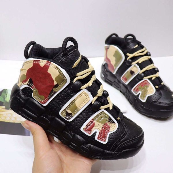 

96 qs olympic varsity maroon more kids basketball shoes 3m scottie pippen uptempo chicago trainers sports designer girl sneakers, Black