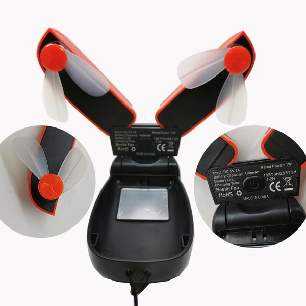 

Newest Desk Handheld Fan mini Portable USB Rechargeable Folding Beetle double Fan Travel Wind Adjust Trumpet Lightweight Reusable fast ship