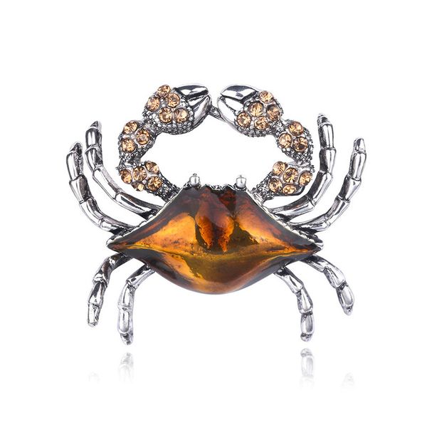 

korea style retro alloy rhinestone animal crab brooch pin for girl women fashion cute corsage jewelry accessories wholesale, Gray