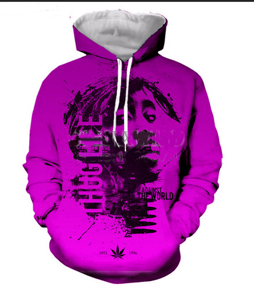 

new fashion cool sweatshirt hoodies 3d print mens womens casual 2pac tupac style streetwear clothes rl0180, Black