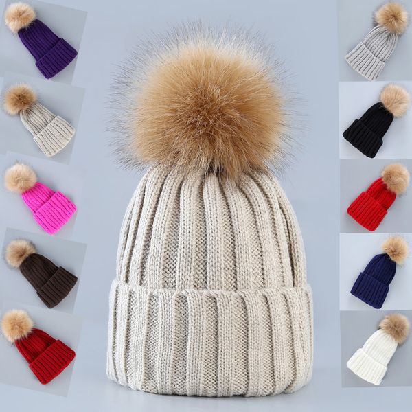 

fashion woman crochet knitting hat men winter warm solid color fur pompom beanies cap outdoor ski hat tta1493, Blue;gray