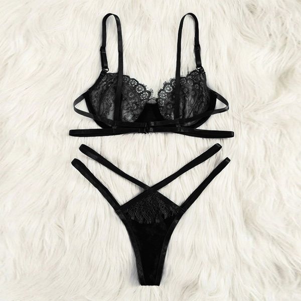 

amazon selling lingerie black cutout womens threepoint bikini set, Red;black