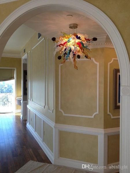 

villa decoration glass art chandelier 100% handmade blown murano glass led european style chandelier for hall way decoration