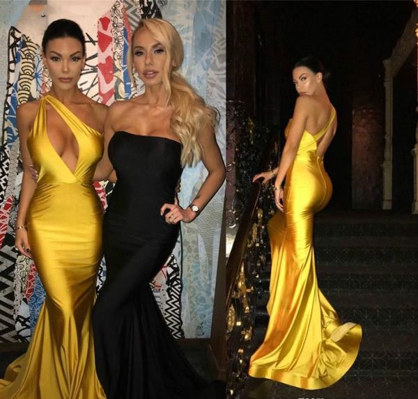 Unique Gold One Shoulder Evening Dresses 2020 New Arrival Cheap