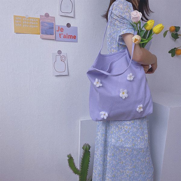 

2020 новая женская сумка моды трехмерный маленький цветок жилет стиль сумка холст