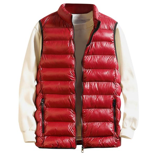

men's autumn winter men zipper fashion pure color waistcoat vest jacket down coat coats outwear warm, Black