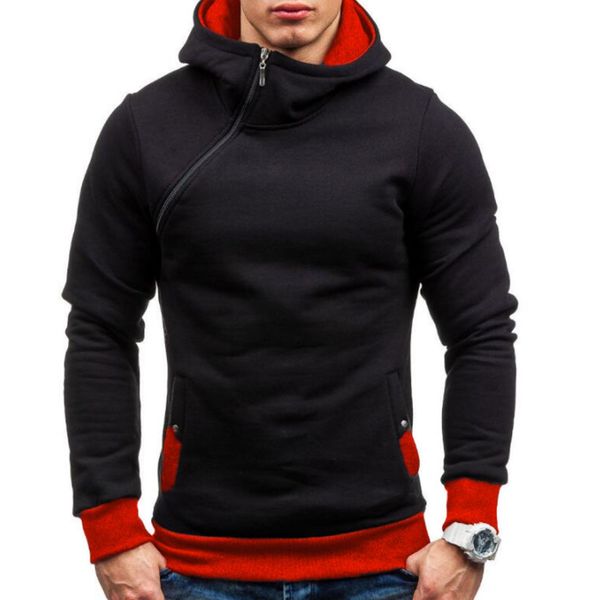 

brand hoodie oblique zipper solid color hoodies men fashion tracksuit male sweatshirt hoody mens purpose tour xxxl, Black