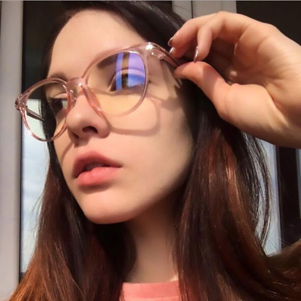 

pink transparent round glasses spectacle frame myopia nerd female eyeglass frame points zero vintage plain glasses clear lens, Silver