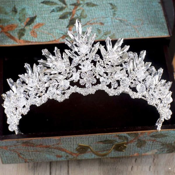 

baroque luxury rhinestone crystal beaded wedding tiara bride crown wedding hair accessories, Golden;white