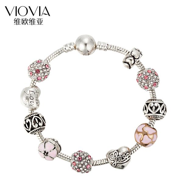 

nice delicacy diy fashion beaded simple small flower oil drop silver mainta color hand jewelry bangle bracelet