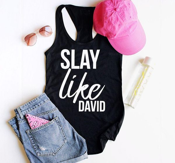 

slay like david christian tank women christian vest undershirt singlet slogan women fashion goth sleeveless garment, White