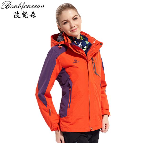 

women winter 3 in 1 inner fleece outdoor jackets warm waterproof windproof outdoor sport trekking hiking climbing jacket 1812gb, Blue;black