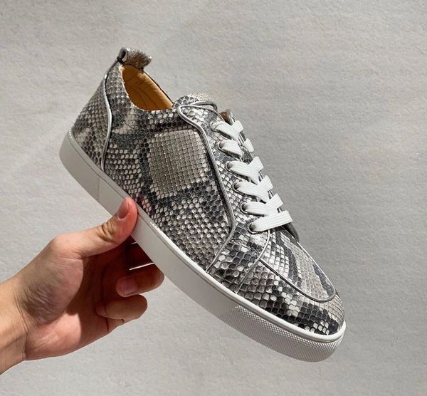 

fashion rantulow python leather red bottom sneakers casual shoes mens&women luxury trainer brand-new party wedding dress eu35-47, Black