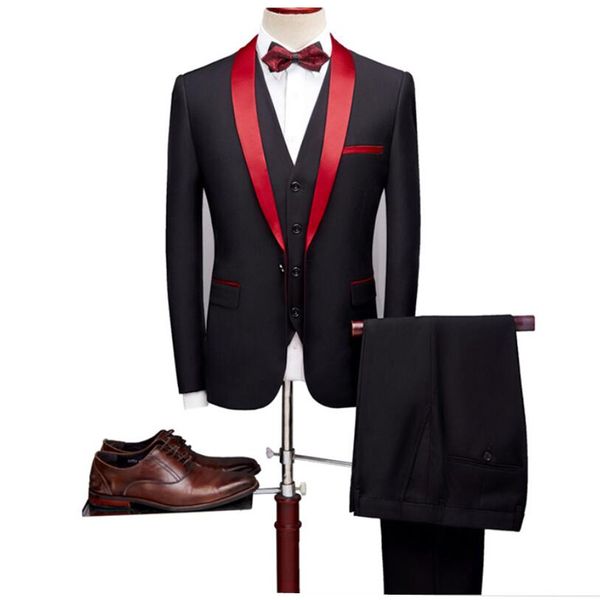 

men's suits & blazers men tuxedo slim fit sets 2021 mens fashion suit party wedding shawl lapel skinny single breasted prom singer cost, White;black