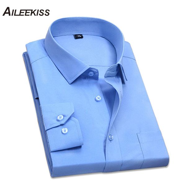 

2020 brand fit slim men dress shirts wedding business party man's clothing male solid white shirt mans long sleeve shirts xt566, White;black