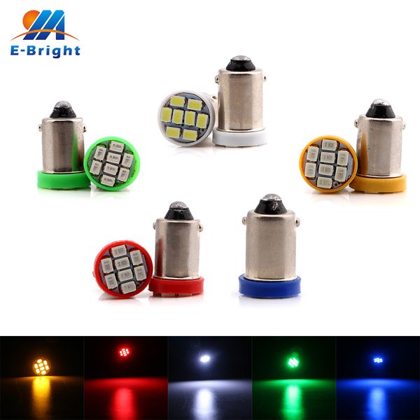 

20pcs 6v-6.3v ba9s 1206 8 smd led bulb car light sourcing reading door light 60lm white blue red green amber pink mix colors
