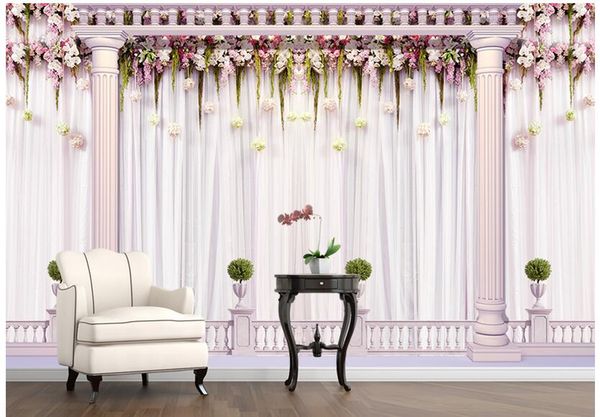 

wdbh 3d wallpaper custom p romantic wedding curtains roman column background room home decor 3d wall murals wallpaper for walls 3 d